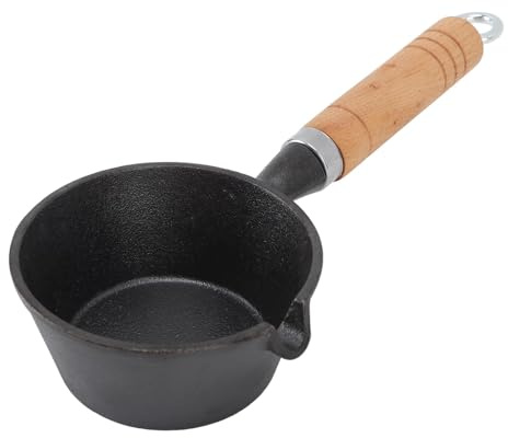 equlup Sartén, mini sartén pre sazonada mini sartén de huevo de hierro fundido mango de madera maciza interior al aire libre herramientas de cocina para panqueques, filetes, huevos (11 * 5cm)