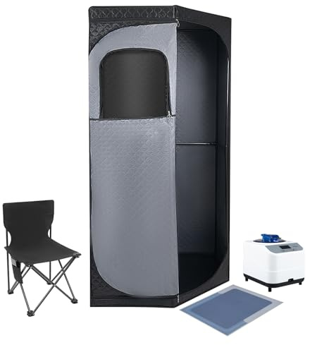 Sauna de vapor portátil 1350 W 3L 5-60 min 9 niveles de calefacción plegable cuerpo completo interior spa pentagonal tienda plegable estera mando a distancia UE 220 V