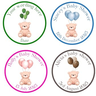 20 x 5cm Edible personalised Teddy bear theme Baby shower cupcake toppers uncut (Icing paper, Brown)