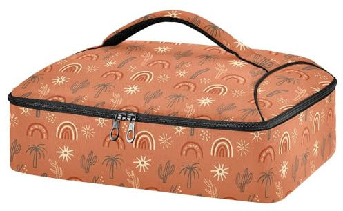 JUMBEAR Coconut Trees and Cacti Insulated Casserole Carrier for Hot or Cold Food, Lasagna Holder Tote for Potluck Parties, Picnic, Beach, Fits 9x13 Baking Dish