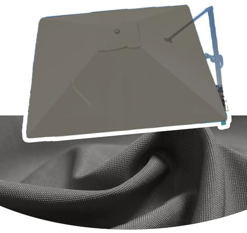 KGPGNYMYHA Copertura Di Ricambio Per Ombrellone Da Giardino Rettangolare Copertura Di Ricambio Impermeabile Telo Di Ricambio Per Ombrellone Da Esterno(Grey,3x3m (9.8x9.8ft))