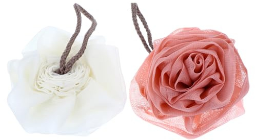 Ciieeo 2 Pezzi Spugne da Bagno Forma Fiore in Pe Bianco, Esfolianti a Basso Consumo Doccia, Asciugatura Rapida per Bagno e Doccia