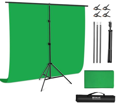 Kit de soporte de telón de fondo de pantalla verde de 2 x 2 m para transmisión y configuración de estudio Chroma Key, soporte de fondo portátil para YouTube, TikTok, transmisión, reuniones, grabación