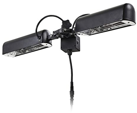 LITECRAFT 1600W Parasol 2 Way Outdoor IPX3 Rated Radiant Patio Heater - Black