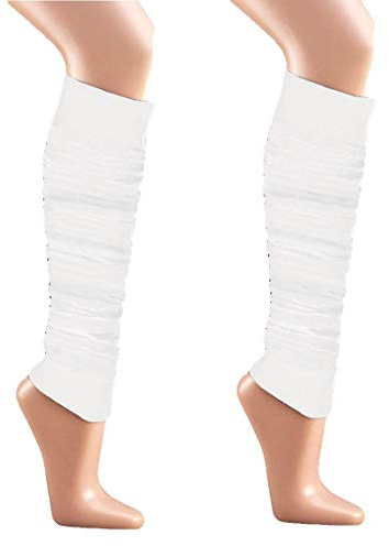 krautwear® Damen 2 Paar Beinwärmer Arm Stulpen Legwarmers Einfarbig Gestrickte Strümpfe 80er 90er Jahre 1980er Jahre Weiss (2x weiss)