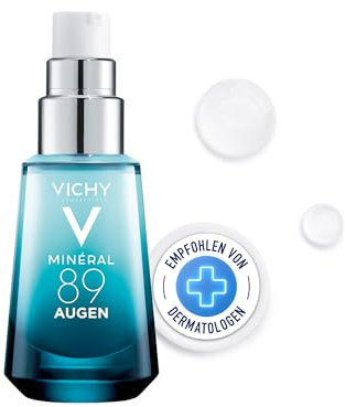 VICHY Augenpflege Hyaluron-Boost mit Sofort-Effekt, Feuchtigkeitsspendend und aufpolsternd, Mildert Augenringe, Mit purem Koffein und 89% Thermalwasser, Minéral 89, 15 ml
