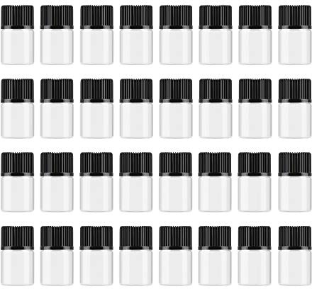 Enslz Lot de 50 mini flacons en verre transparent pour échantillons d'huiles essentielles avec réducteur d'orifice 1 ml 1/4 Dram 2 ml (transparent, 2 ml)