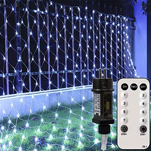 Silingsan Luz de Red, 200 LED Guirnaldas Neta Luz 3M X 2M 8 Modos con Control Remoto, Temporizador, Regulable, Decoracion para Navidad, Fiesta, Boda, Patio, Jardin, Interior Exterior, Blanco Frío