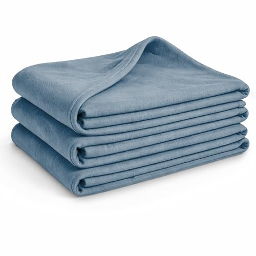Glart Oeko Tex Fleecedecken 3er Set in jeansblau, 130x160 cm, 200 g/m2. Sofadecke, Couchdecke, Kuscheldecke, Sofaüberwurf, Picknickdecke
