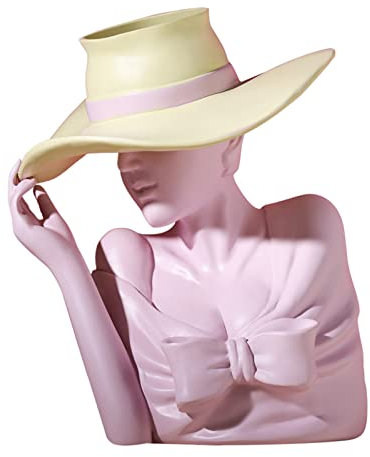 Elegante Göttin Körpervase, Harz Göttin Kopf Statue Pflanztopf Dekor, Kreative Göttin Statue Harz Blumentopf, Indoor Outdoor Kopf Pflanzgefäß (Rosa)