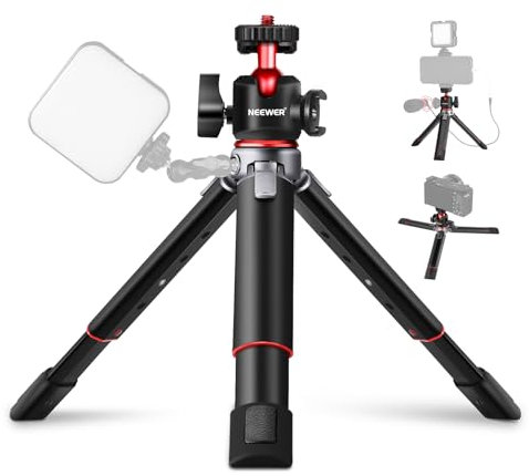 NEEWER Mini Camera Tripod with 360° Adjustable Ball Head and Accessory Shoe, Extendable Vlogging Table Tripod, Compatible with Camera Canon G7X Mark III Sony ZV-1 RX100 VII A6600