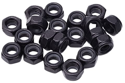 DIN985 Écrou de Blocage Écrous Autobloquant de Standard Écrou de Sécurité Écrou en Acier Carbone Écrou Hexagonaux (20Pcs, M6)