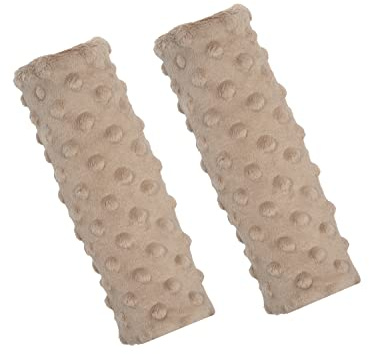 Balbina 2 Stück Gurtpolster Auto, Schulterpolster Erwachsene Kinder, Babyschale einsetzbar als Schoner für Kinderwagen Rucksäcke, Minky-Stoff universal 7 x 21 cm, Beige
