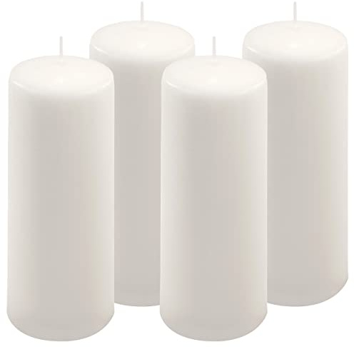 Stumpenkerze weiß Höhe 20 cm Ø 7,5 cm lange Brenndauer Rund-Kerze Säulenkerzen Kerzen-Deko Tafelkerzen Weihnachts-Kerzen Hochzeit Xmas (4)