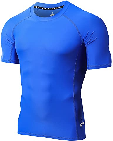 LAFROI Kortärmad UPF 50+ underställ skins kompression utslag skydd för män Sym Blue Size MD