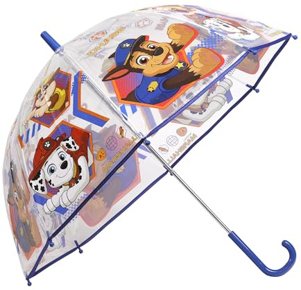 Parapluie en PVC Paw Patrol pour Enfants, Parapluie dôme léger de 73 cm | Transparent | Protection Parfaite Contre la Pluie pour garçons et Enfants, idéal pour Les Aventures en Plein air et l'école à