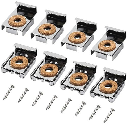 GEARMAX 8 Piezas Soporte Espejo Pared, Clips de Espejo Sin Marco, Clips de Montaje de Espejo, Soportes Fijación de Espejos con Tacos y Tornillos, para Espejos de Baño y Habitaciones