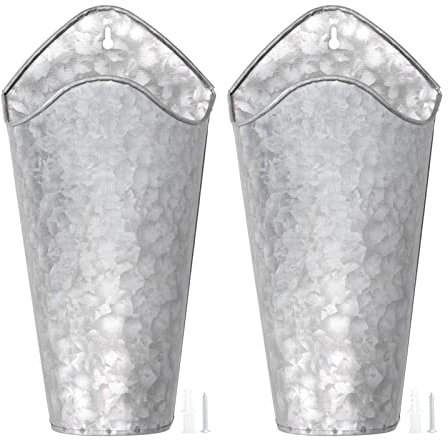 2 Maceteros de Pared de Arte de Hierro, Maceta Colgante de Flores, Decoración de Macetero de Pared de Metal, Maceteros de Pared Modernos, Florero de Pared, Cubos de Metal, Macetero Colgante para Decor