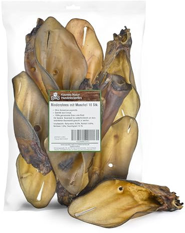 Kaureks Natur Hundeleckerlies, Rinderohren mit Muschel 10 STK. Kausnack, wie Rinderkopfhaut, Rinderohren
