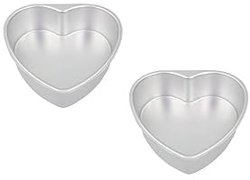 Morixkifu 6 Inch Heart Shaped Cake Pans, 2Pcs Aluminum Cake Mold, Baking Cake Pan, Small Chocolate Cake Pan for Birthday Wedding Parties (2Pcs)