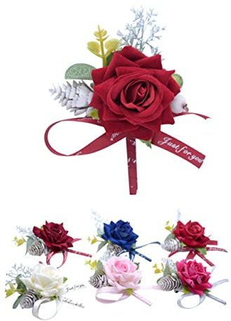 OUNONA 1stück Künstliche Blume Anstecker Rot Für Hochzeiten Mit Romantischem Schleifen-Design Für Braut Brautjungfern Und Besondere Anlässe Aus Hochwertigem Lint-Material Elegant Und