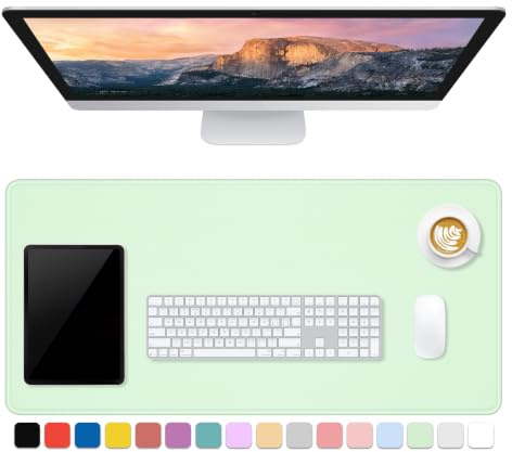 Dapesuom Large Gaming Mouse Pad, Extended Mouse Mat with Stitched Edges, Full Size Keyboard Pad with Non-Slip Base, Big XXL Computer Desk Mats for Gamer, Laptop, Office, 35.5 x 15.7in, Lake Green