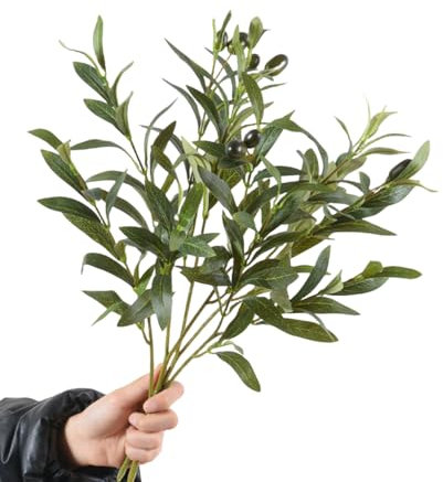 CLoxks 4 Pcs Artificial Olive Branches for Vases 19 Inch Faux Olive Branch Stems Leaves with Fruits,for Home Decor Weddings Party Vase Decorative, HJNJGFTJ24