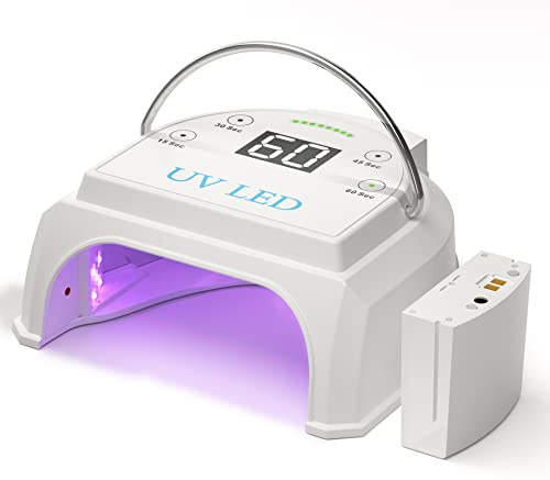 Gelpal Lampada per unghie professionale senza fili UV LED, 80 W, luci UV per unghie con 45 perline e batteria ricaricabile, essiccatore portatile per unghie in gel a LED, per salone o casa, bianco