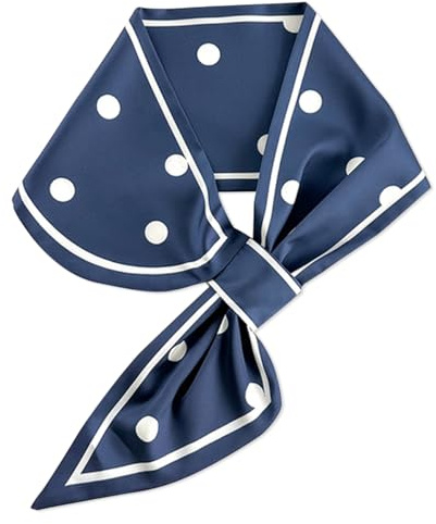LumiSyne Damen Seidenschal Skinny Schal Einfache Durchziehen Design Französisch Vintage Stil Polka Dots Linien Muster Schmaler Lange Halstuch Satin Kleine Schal Kopfschmuck Stirnbänder Haarband Ribbon