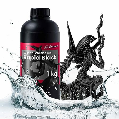 Phrozen Wasser Waschbares 3D Drucker Resin | 405nm Photopolymer UV-Harz für LCD Printer | Geruchsarm, Water-Washable, Schneller Aushärtung | Schwarz (1kg)