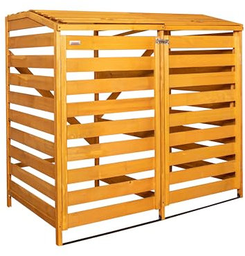 1.33m x 1.25m Large Wooden Outdoor Garden Double Wheelie Bin Store Storage for 2 Bins - Garden Bin Storage box, Wheelie Bin Hideaways, Bin Shed