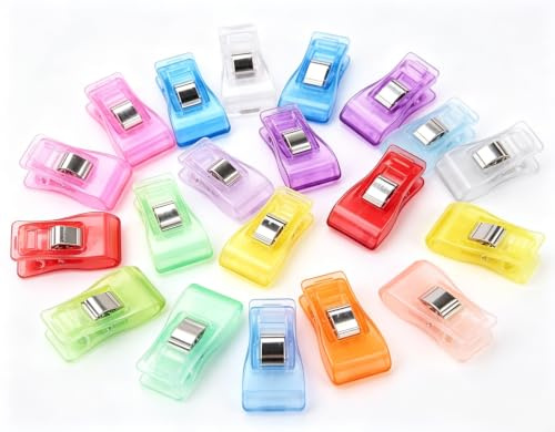 20 Stück mehrfarbige Nähklammern, Quilt-Clips, Stoff, Quilten, Bastelwerkzeuge, Mehrzweck-Kunststoff-Clips zum Nähen, Binden, Nähzubehör, Quilten, Zubehör, DIY Saum-Lineale Nähzubehör(Zufällige Farbe)