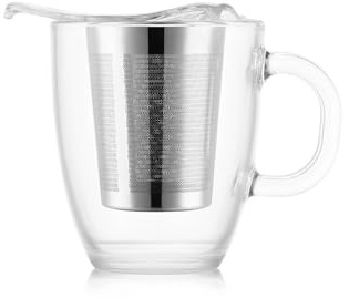 Mug à thé en verre avec filtre à infuser le thé en inox microperforé BODUM