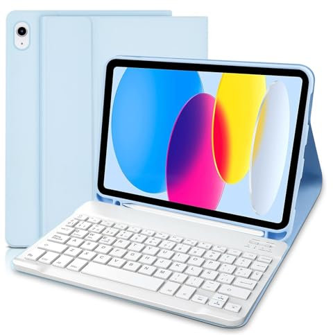 COEZFE Funda con Teclado para iPad 10 Generación 2022 & 11 Generación (A16) 2025, Bluetooth Magnético Desmontable Teclado Español Ñ para iPad 10.ª Gen 10,9/ 11 Gen 11 Pulgadas, Azul