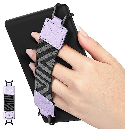 MoKo Handschlaufe für 6-8 Kindle eReaders Fire Tablet - Elastisches Halteband für Kindle/Kobo/Voyaga/Lenovo/Sony E-Book, Leicht und Tragbar Fingerhalterung Griff Halter, Taro Violett