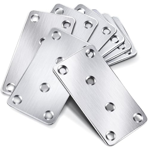 10 Stück Flachverbinder Edelstahl, 80×40×1.75mm Lochplatte Holzverbinder | Metall Flacheisen Gelocht Verbindungsplatte, Silber Verbindungsblech für Kommode, Stuhl, Schublade, Tisch, Bett Holz Möbel