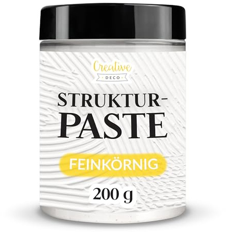 Creative Deco Finkornig Texturpasta 250g Vit Fin Pasta för Konstprojekt För Akrylmålning Lätt att Applicera med Spatel För 3D-Effekter, Strukturer, Texturer