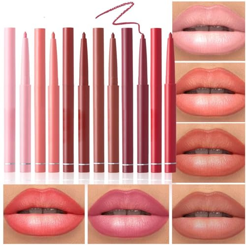 Lipliner-Set, Lipliner-Stift | 6X wasserfester Lippenfleck - Langanhaltender, wischfester Lipliner, mattierter Lippenstift, Lippenkonturenset, präzises Lining