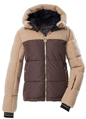 killtec Damen Steppjacke/Funktionsjacke in Daunenoptik mit Kapuze und abzippbarem Schneefang KSW 111 WMN SKI QLTD JCKT, dunkelbraun, 40, 43616-000
