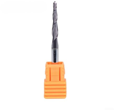 Besttoolifes Kegelförmiger Kugelnasen-Schaftfräser, R0,25 mm-1 mm Schaft, CNC-Fräser, Holzbearbeitung, Schnitzwerkzeug, 2 Rillen, Aluminium-Nitrid-Beschichtung, HRC55 Härte (1,0 mm)
