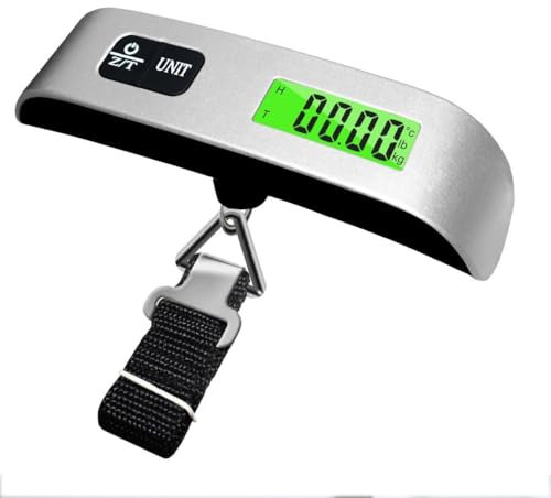 IMEX Digitale Kofferwaage mit LCD-Display, 50 kg Kapazität, Silber
