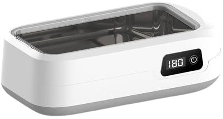 Fiauli Limpiador ultrasónico de ondas 49000 Hz, máquina de limpieza profunda de 640 ml, fregadero de acero inoxidable, 4 modos para gafas, accesorios de joyería, dispositivo compacto y portátil, UE