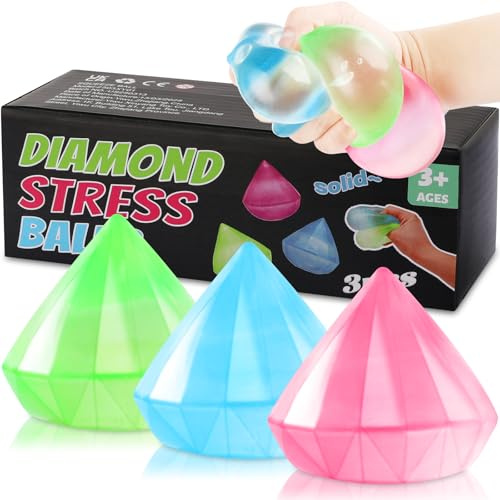 3 Stück Diamonds Antistressball Kinder und Erwachsene, Squeeze Squishy Anti Stress Bälle, Stressbälle Fidget Toy Stressabbau, Antistress Quetschball Sensorische Stressball Sugar Ball Stress Spielzeug