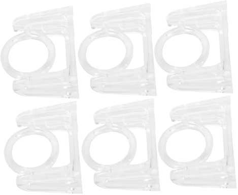 BATHVEVE 6pezzi Supporti Per Asta Di Tende Regolabili Plastica Con Anello Girevole Da Ganci Per Tende Senza Foratura Per Montaggio Soffitto e Finestra Stabilità Assicurata Con Anello