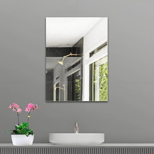 JMITHA HD Klebespiegel Spiegel 40x30cm Wandspiegel Klebespiegel Spiegelfliesen Selbstklebend Glas Rahmenloser Spiegel Spiegelfliese Badspiegel