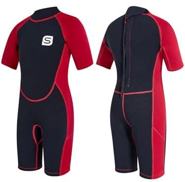 Summshall Neoprenbaddräkt för barn, 2,5 mm, termisk, för simning, dykning, surfning, lång och varm neoprenbadkläder, för flickor och pojkar, UV-skydd och ultra elastisk