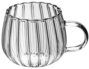 Tazas de calabaza de cristal transparente con asas, 350 ml, taza de Halloween, taza de café de otoño, tazas de té para leche, café con leche, cappuccino, bebidas calientes (transparente), tapas de