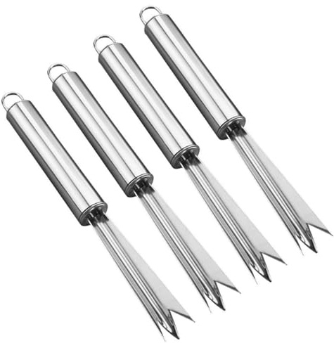 Zerodeko Cortadores y Tenedores De Piña Acero Inoxidable 4 Piezas, Pelador v v Para Quitar Ojetes, Herramientas De Cocina Para Uso Diario y Actividades Al Aire Libre