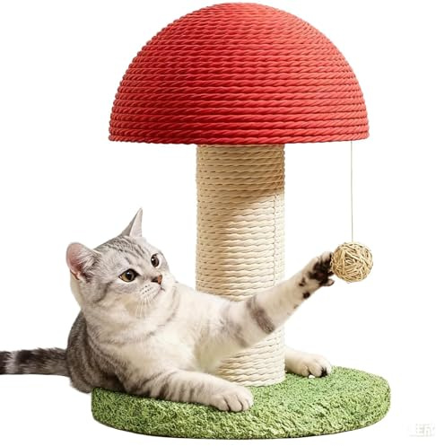 Pilz, Katzenbaum Mit Sisalseil Und Stabiler Bodenplatte, Kratzsäule Mit Geflochtenem Sisal, Kratzstamm, Katzenkratzbaum, Innenkratzbaum Für Kätzchen Und Kleine Katzen