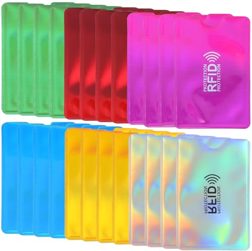 Sorcristy 24 Stück 9 ×6.2 cm RFID-Kartenhalter, Kreditkartenhülle RFID-Kartenhüllen Kartenhülle für Damen Herren, Bunte Kartenschutzhülle Blockierende Schutzhüllen für Bankkarten Schutzhülle